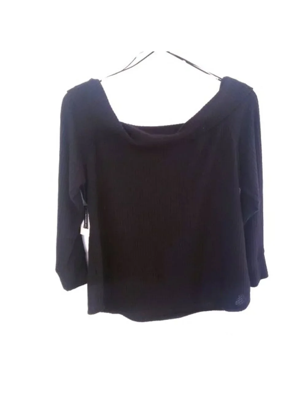 BP Ribbed Knit Black Cotton Blend Off The Shoulder Lightweight Top Size 1X NWT